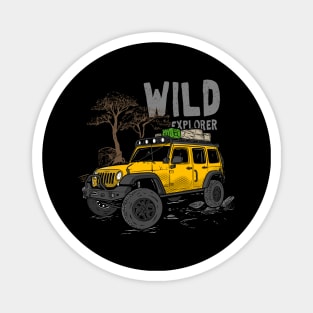 Wild Explorer Jeep - Adventure Yellow Jeep Wild Explore for Outdoor enthusiasts Magnet